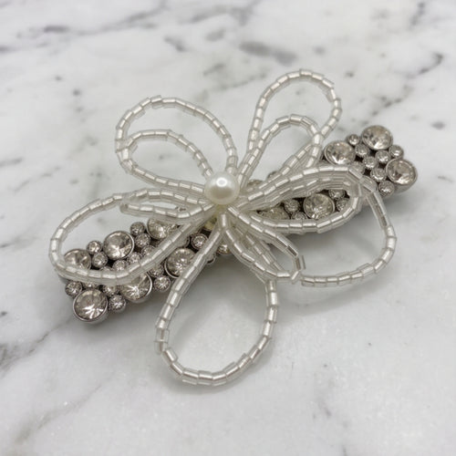 Beaded Floral Pearl Rhinestone Alligator Hair Clip