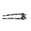 Black & White Marble Cat Double-Prong Acetate Hair Fork