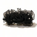 Black Pearl Pleated Mesh Banana Hair Clip