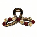 Black Wine Red Bead Rhinestone Acrylic Claw Clip