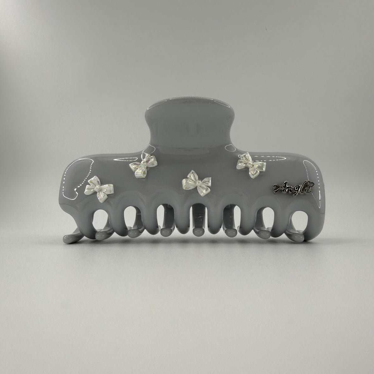 Blue-Gray Pearl Butterfly Bow Acetate Claw Clip