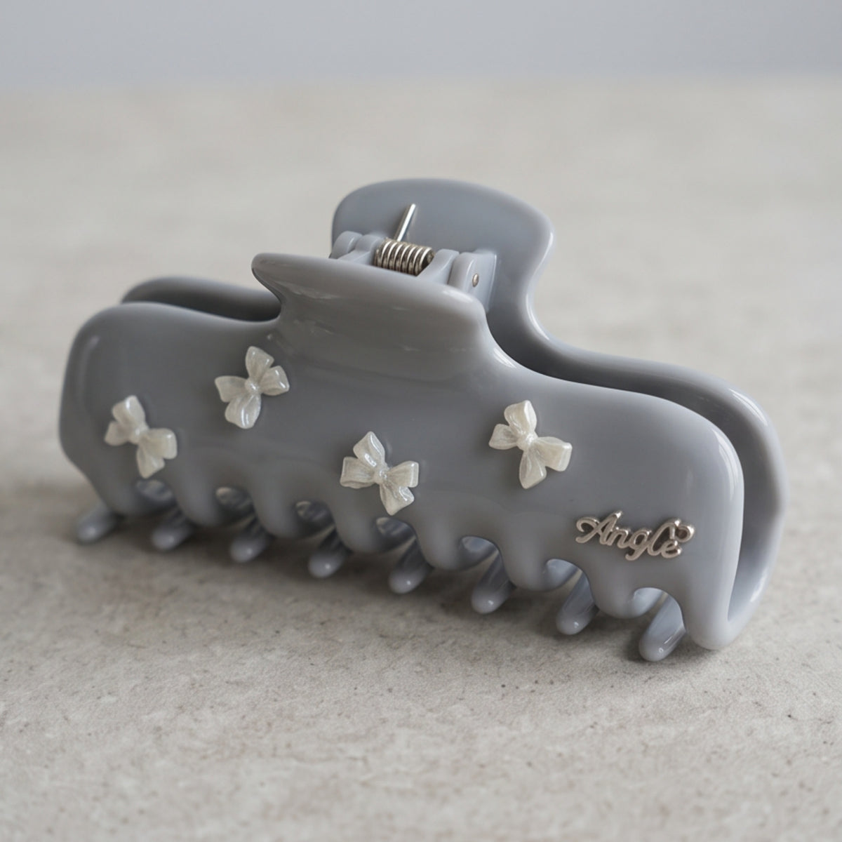 Blue-Gray Pearl Butterfly Bow Acetate Claw Clip