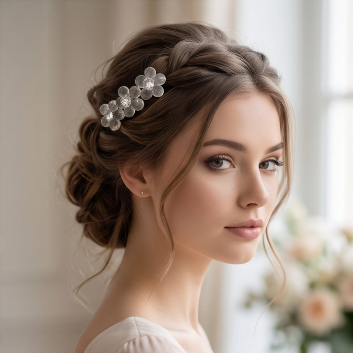 Clear Floral Alligator Hair Clip