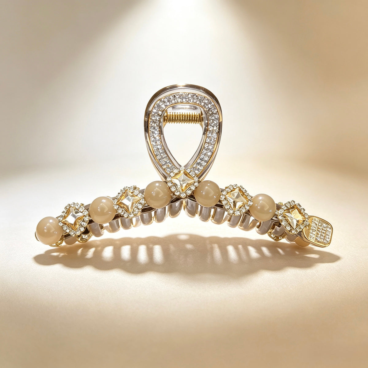 Clear Milky White Pearl Rhinestone Acrylic Claw Clip