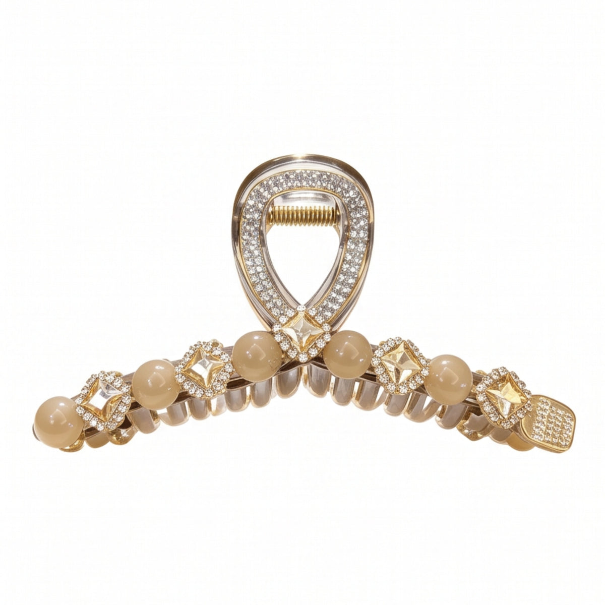 Clear Milky White Pearl Rhinestone Acrylic Claw Clip