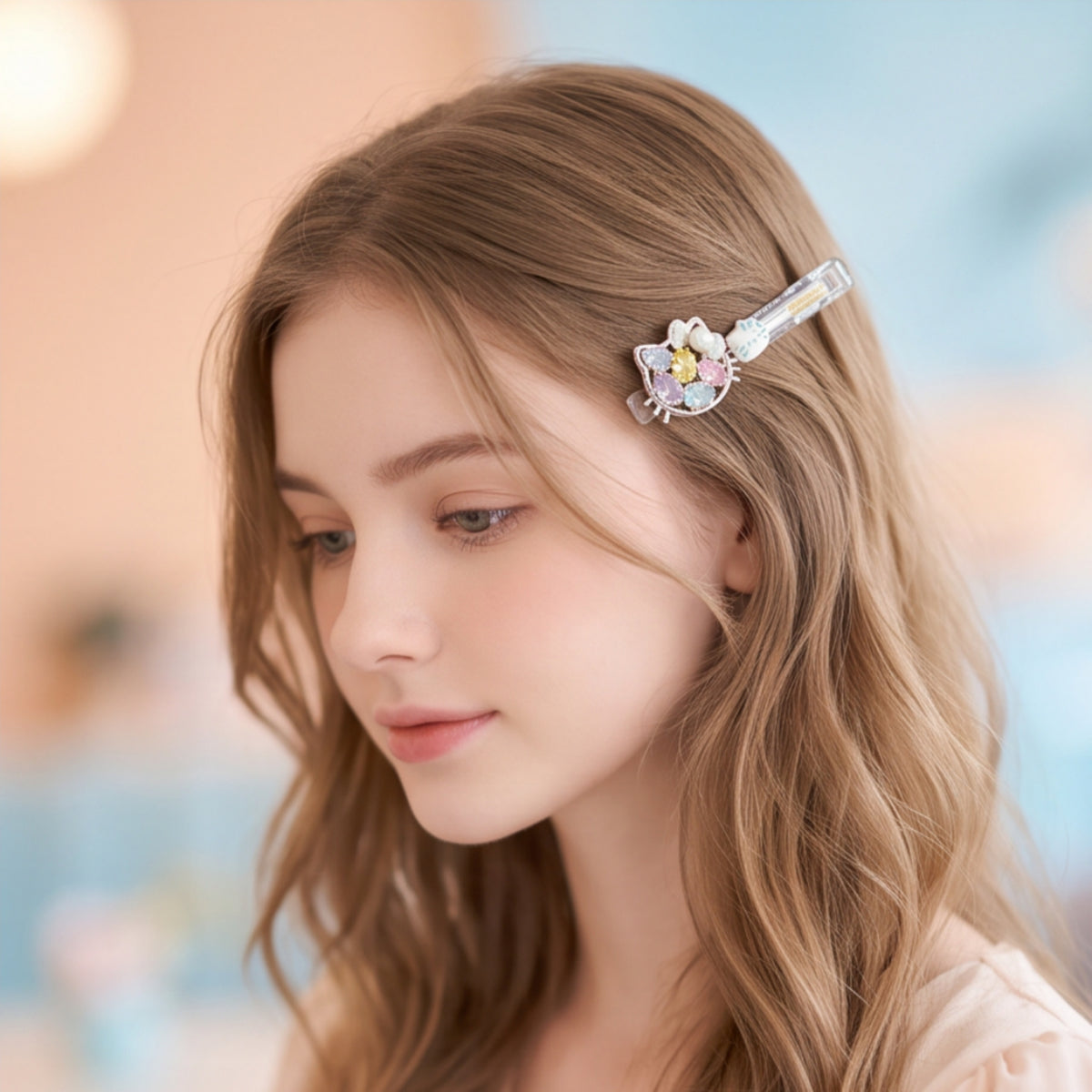 Colorful Rhinestone Cat Acrylic Alligator Hair Clip