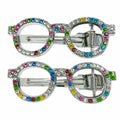 Colorful Rhinestone Glasses Alligator Hair Clips - Set of 2