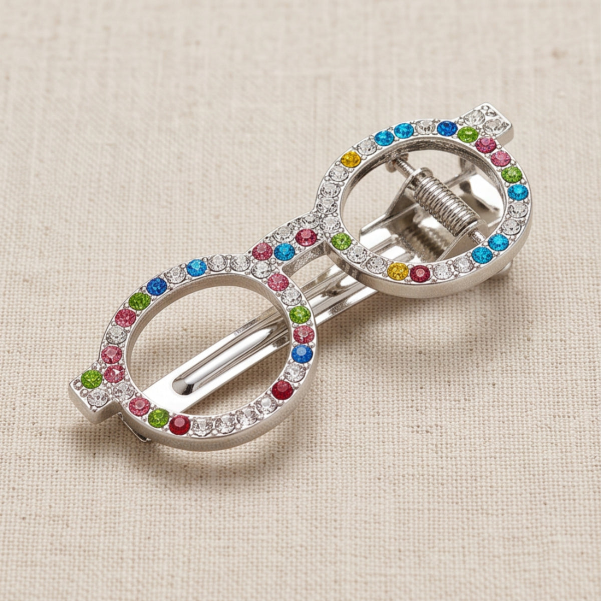 Colorful Rhinestone Glasses Alligator Hair Clips - Set of 2