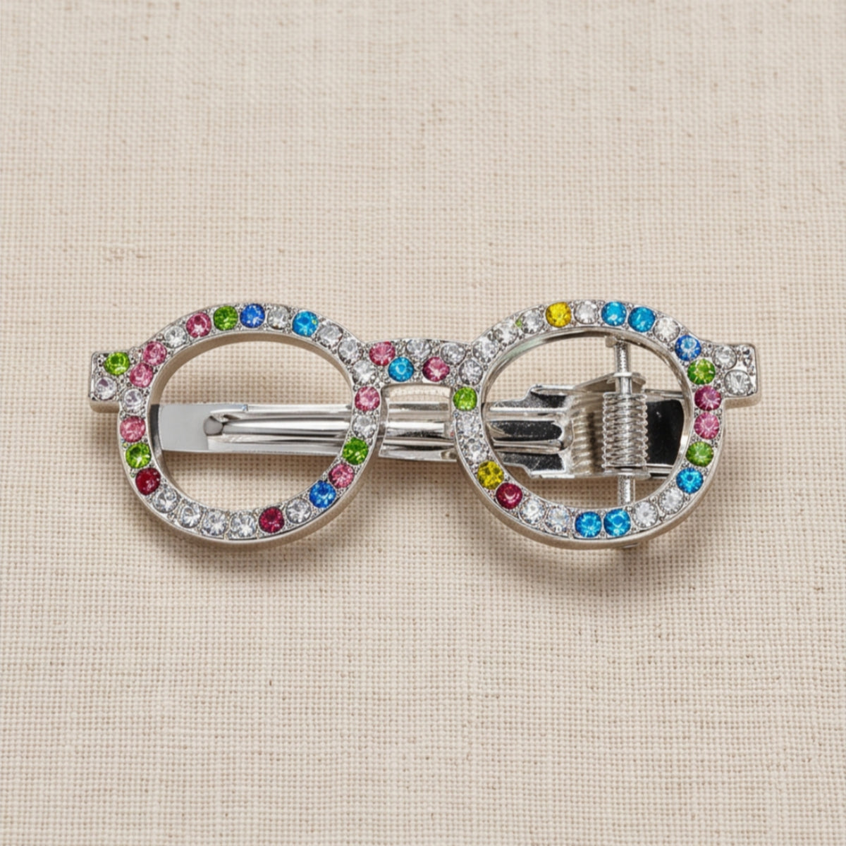 Colorful Rhinestone Glasses Alligator Hair Clips - Set of 2