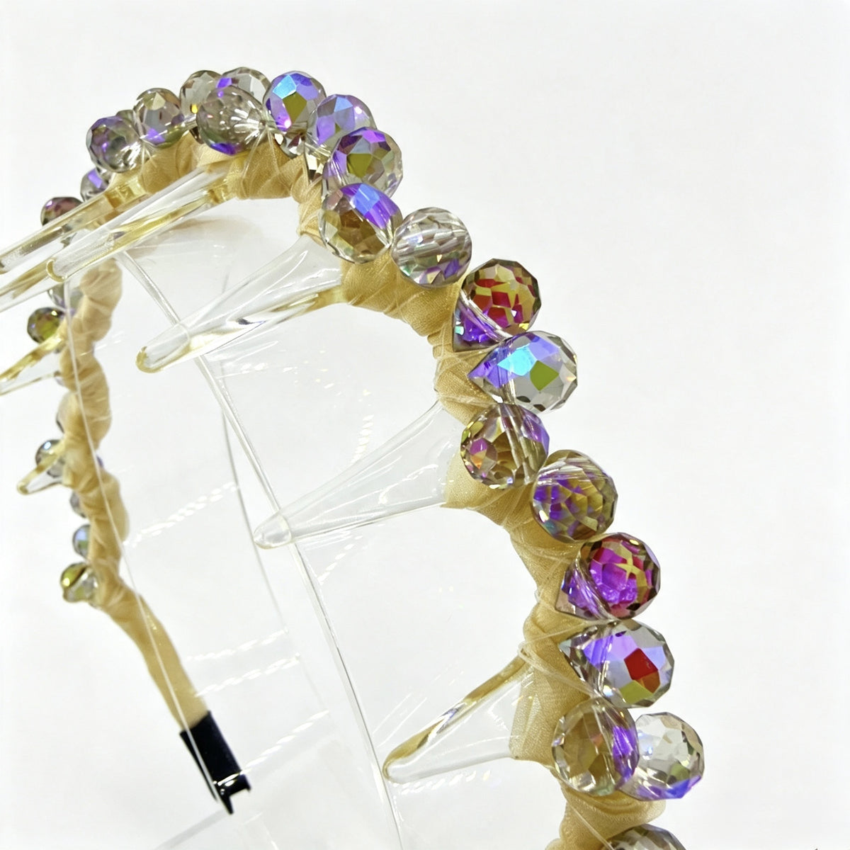 Cream Yellow Iridescent Bead Non-Slip Headband