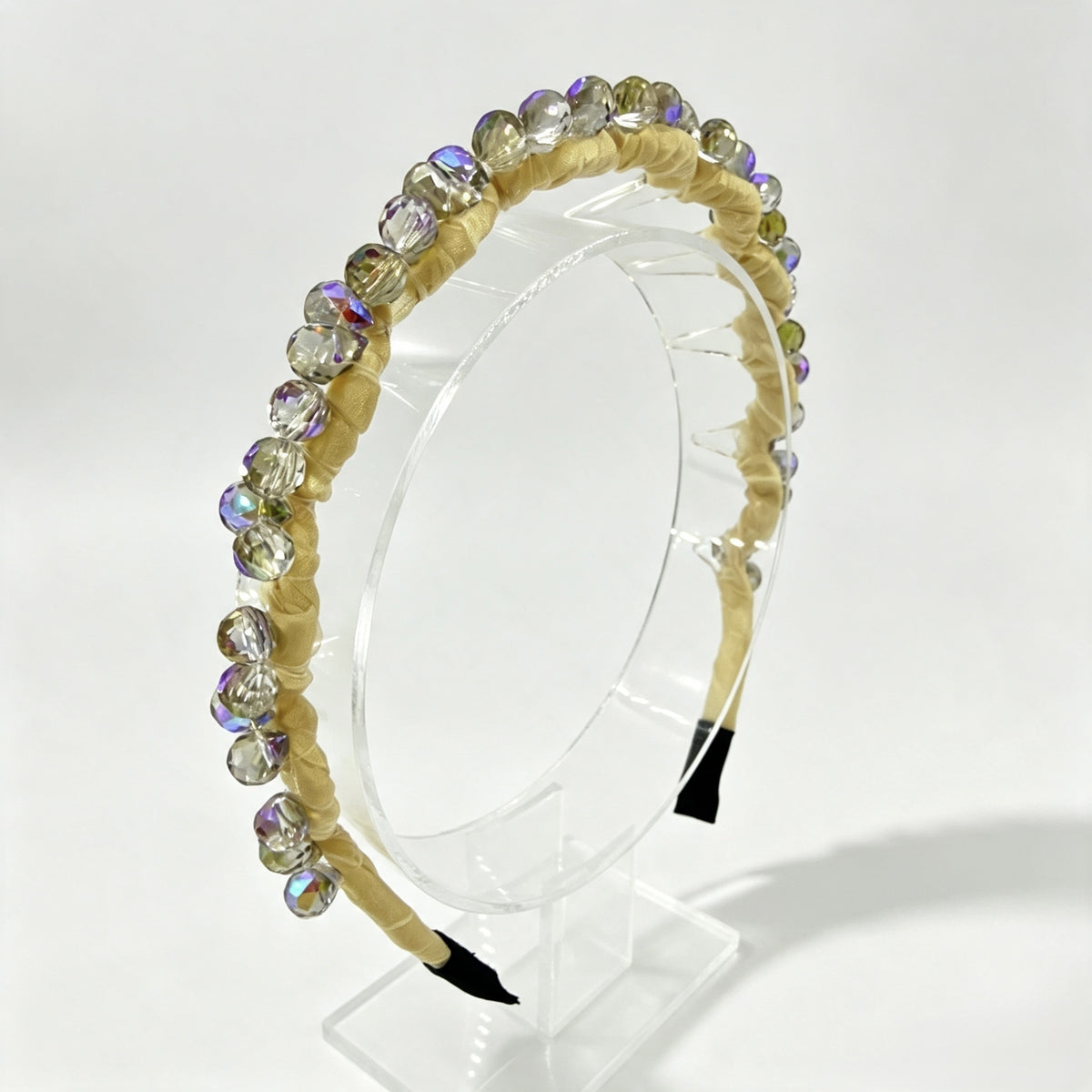 Cream Yellow Iridescent Bead Non-Slip Headband