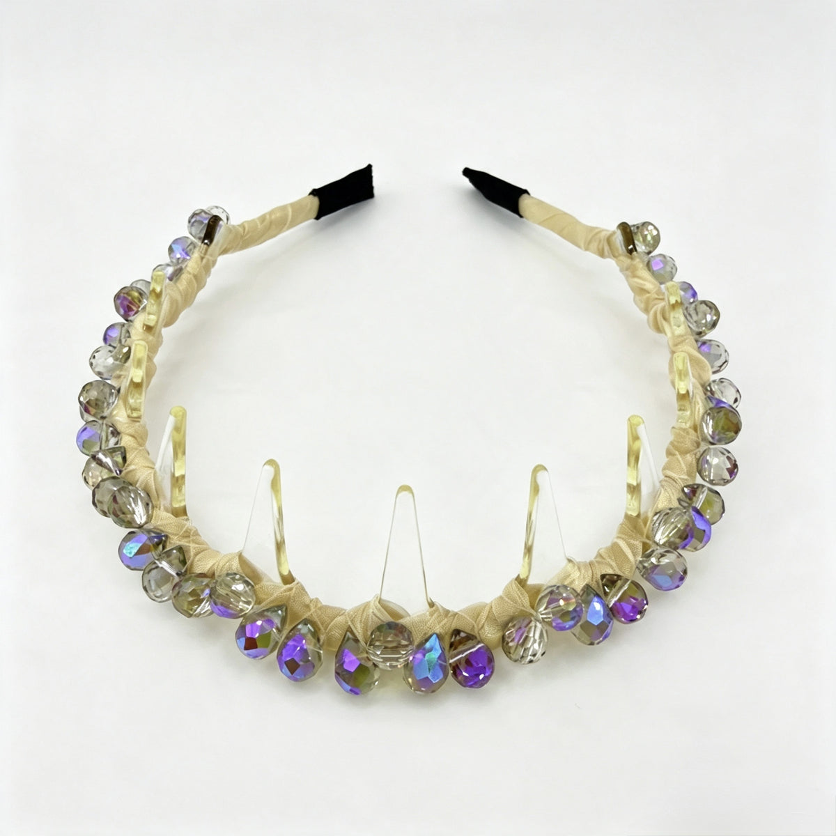 Cream Yellow Iridescent Bead Non-Slip Headband