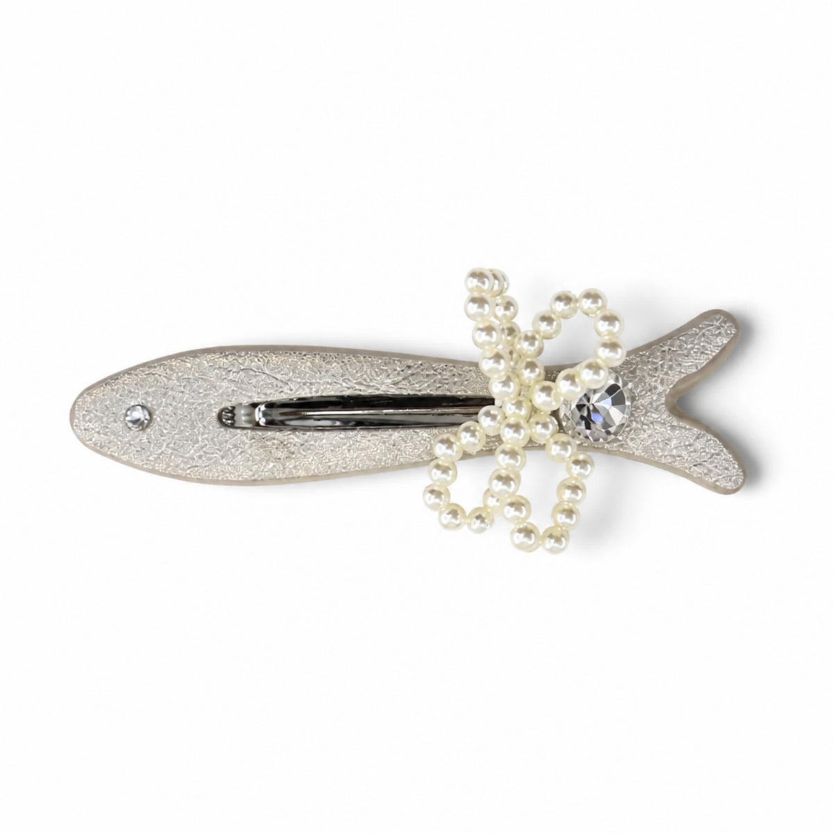 Fish-Shaped Pearl Bow Alligator Hair Clip