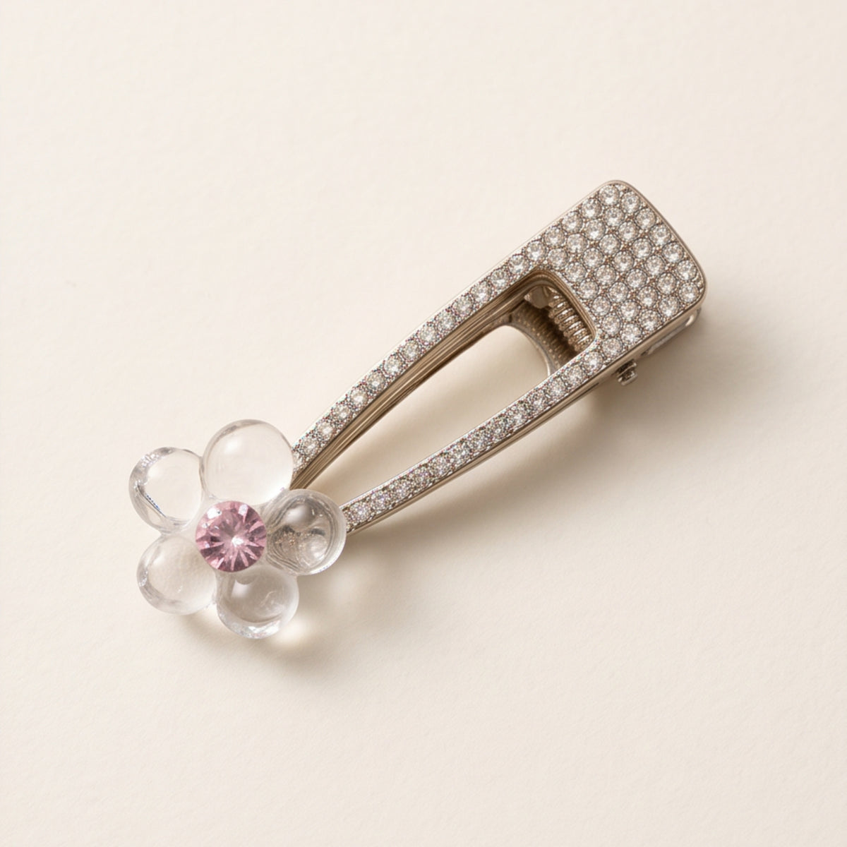 Floral Rhinestone Alligator Hair Clips - Set of 2