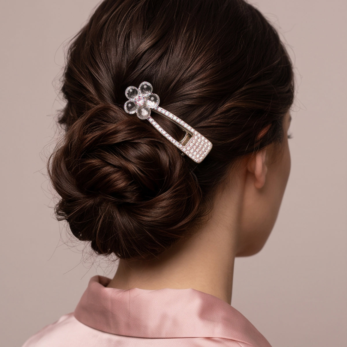 Floral Rhinestone Alligator Hair Clips - Set of 2