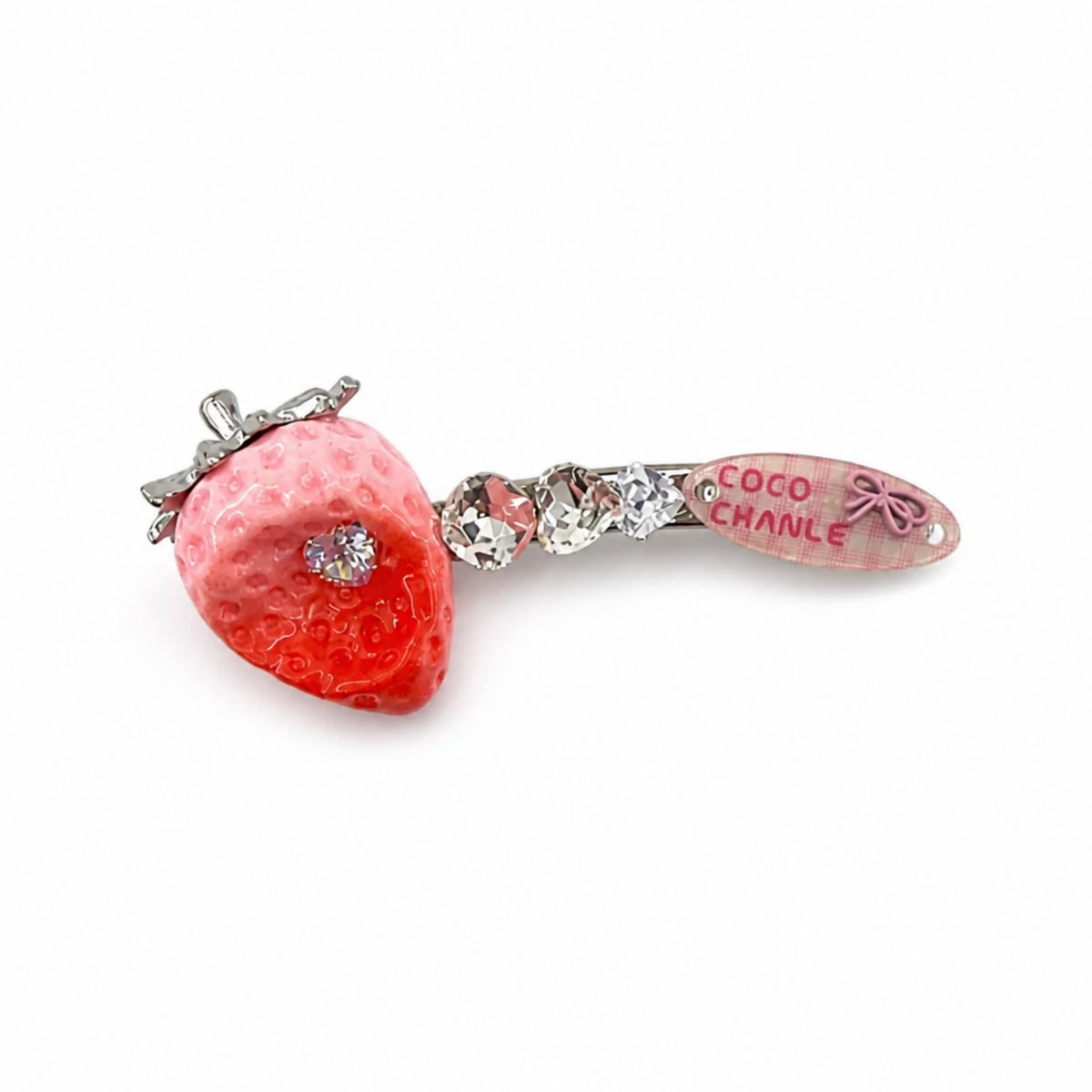 Gradient Strawberry Rhinestone Alligator Hair Clip
