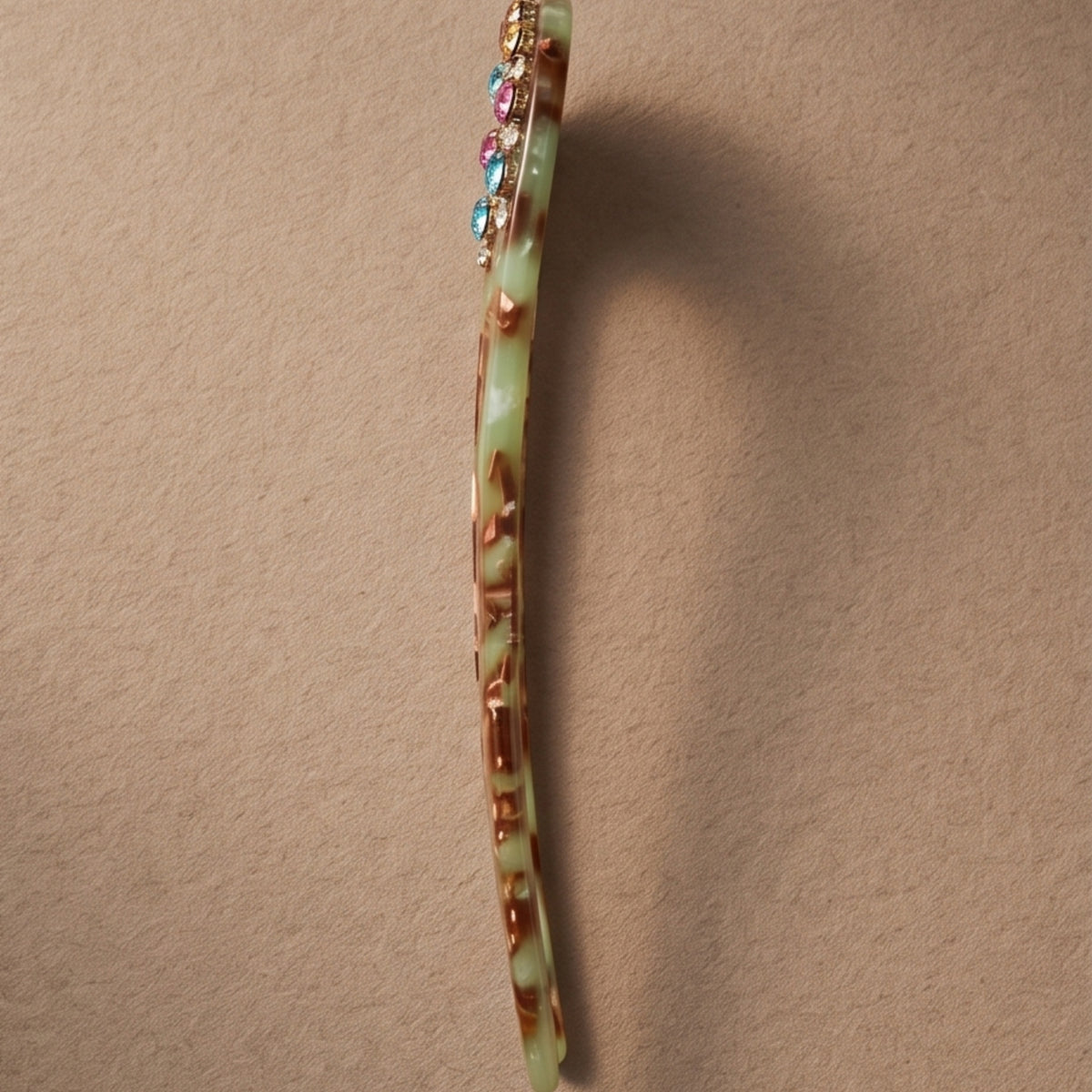 Green Gradient Rhinestone U-Shaped Acetate Hair Fork