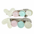 Heart Bead Rhinestone Alligator Hair Clips - Set of 2