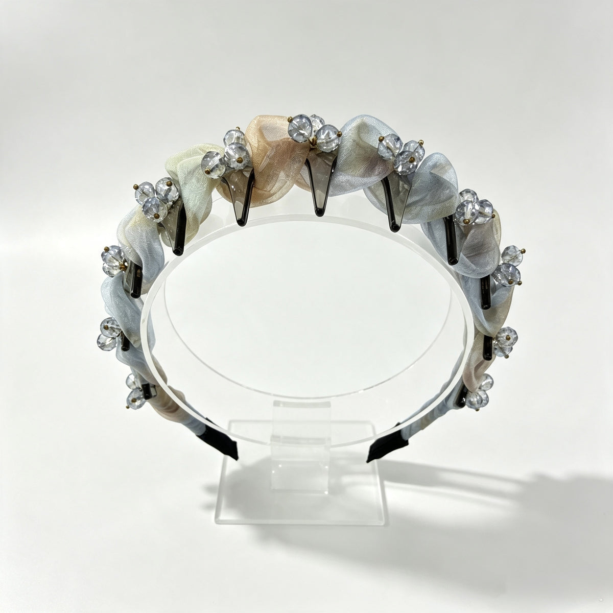 Ice Blue Organza Crystal Non-Slip Headband