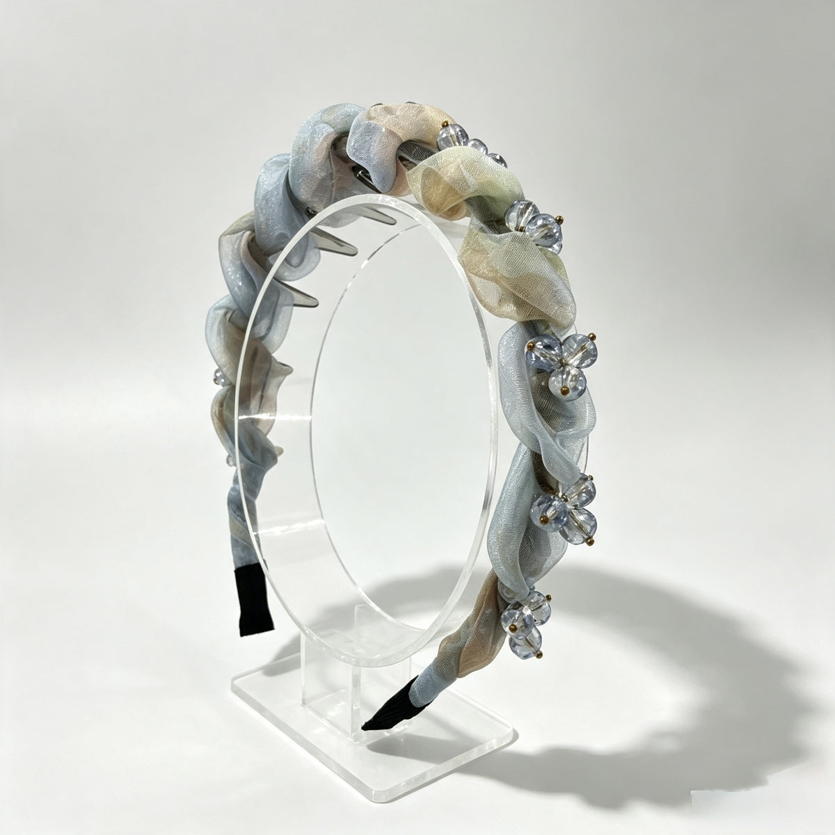 Ice Blue Organza Crystal Non-Slip Headband