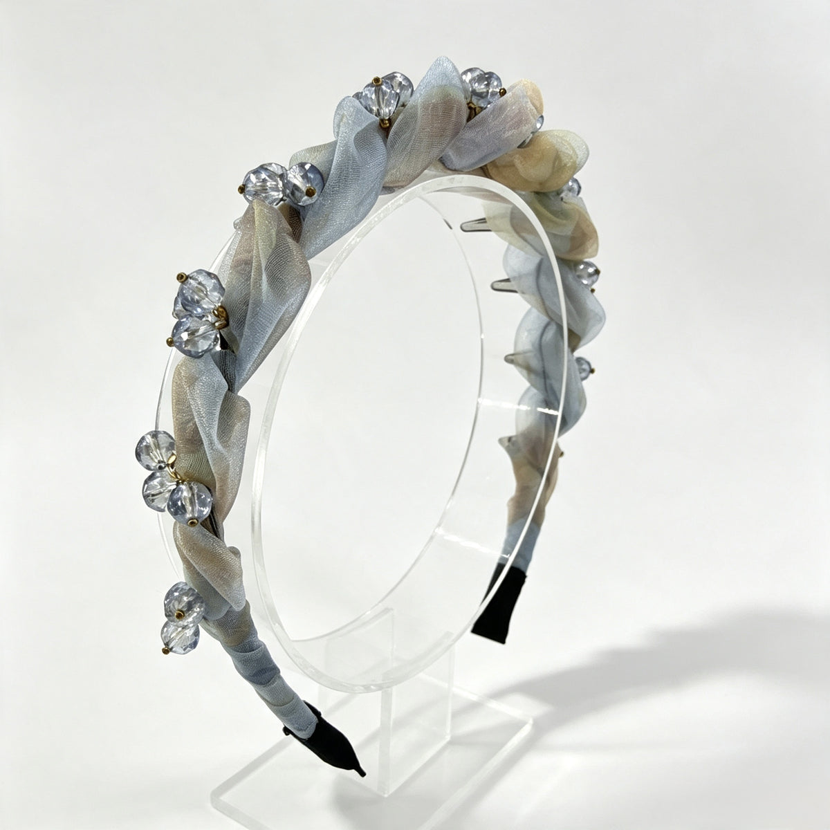 Ice Blue Organza Crystal Non-Slip Headband