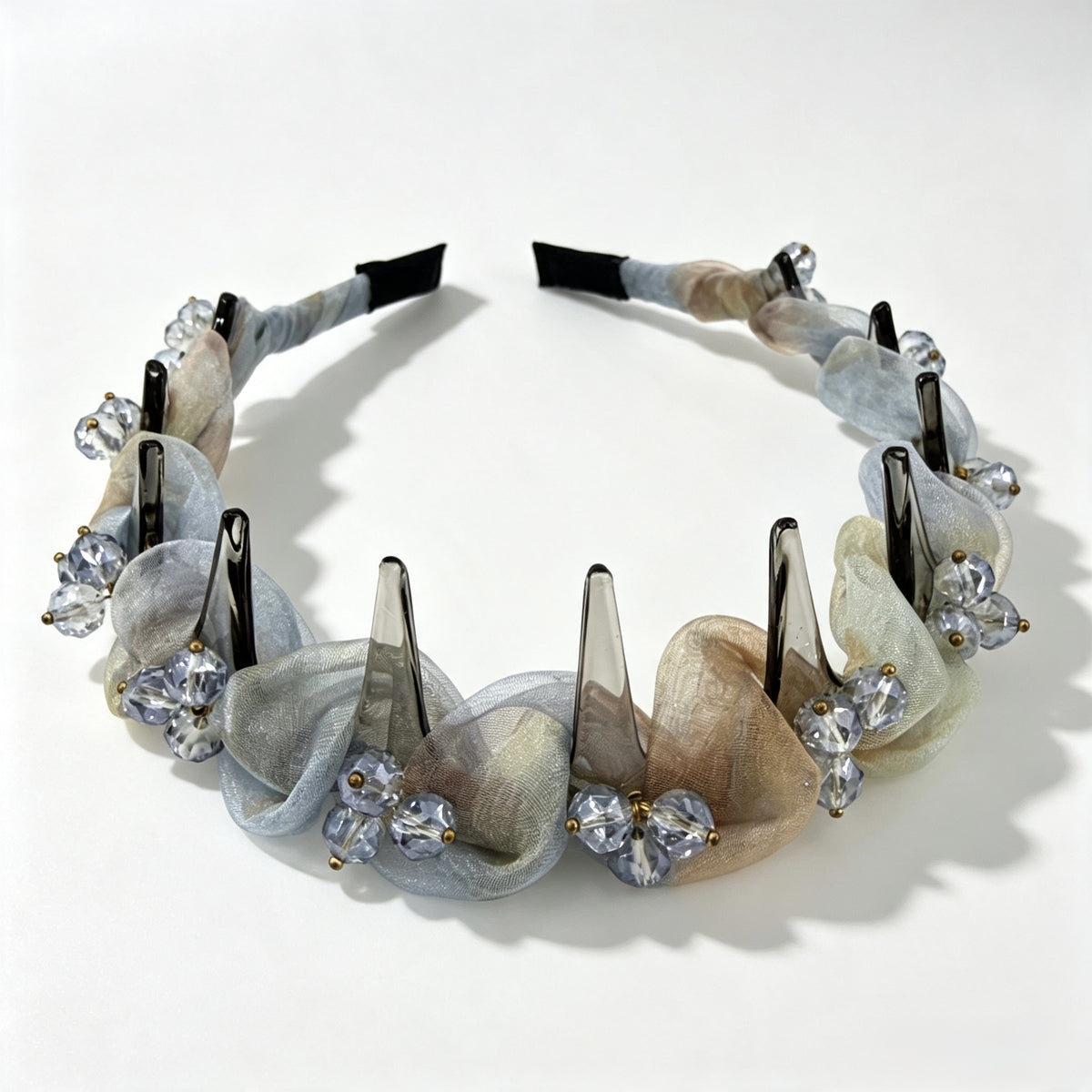 Ice Blue Organza Crystal Non-Slip Headband