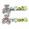 Iridescent Teddy Bear Star Rhinestone Alligator Hair Clips - Set of 2