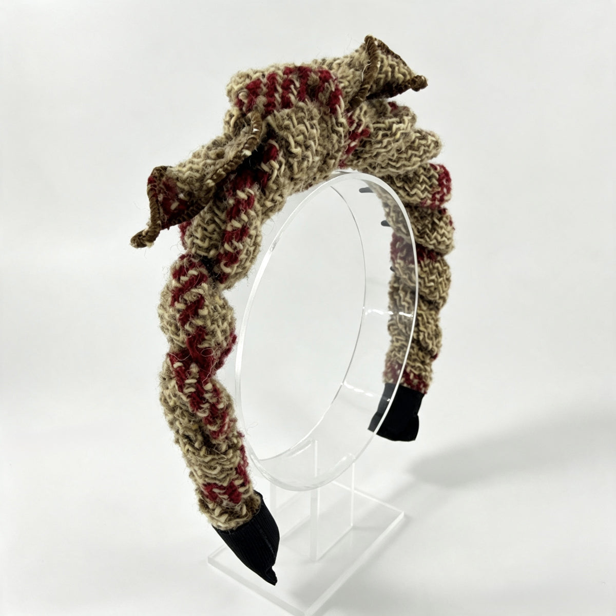 Khaki Knitted Bow Non-Slip Headband