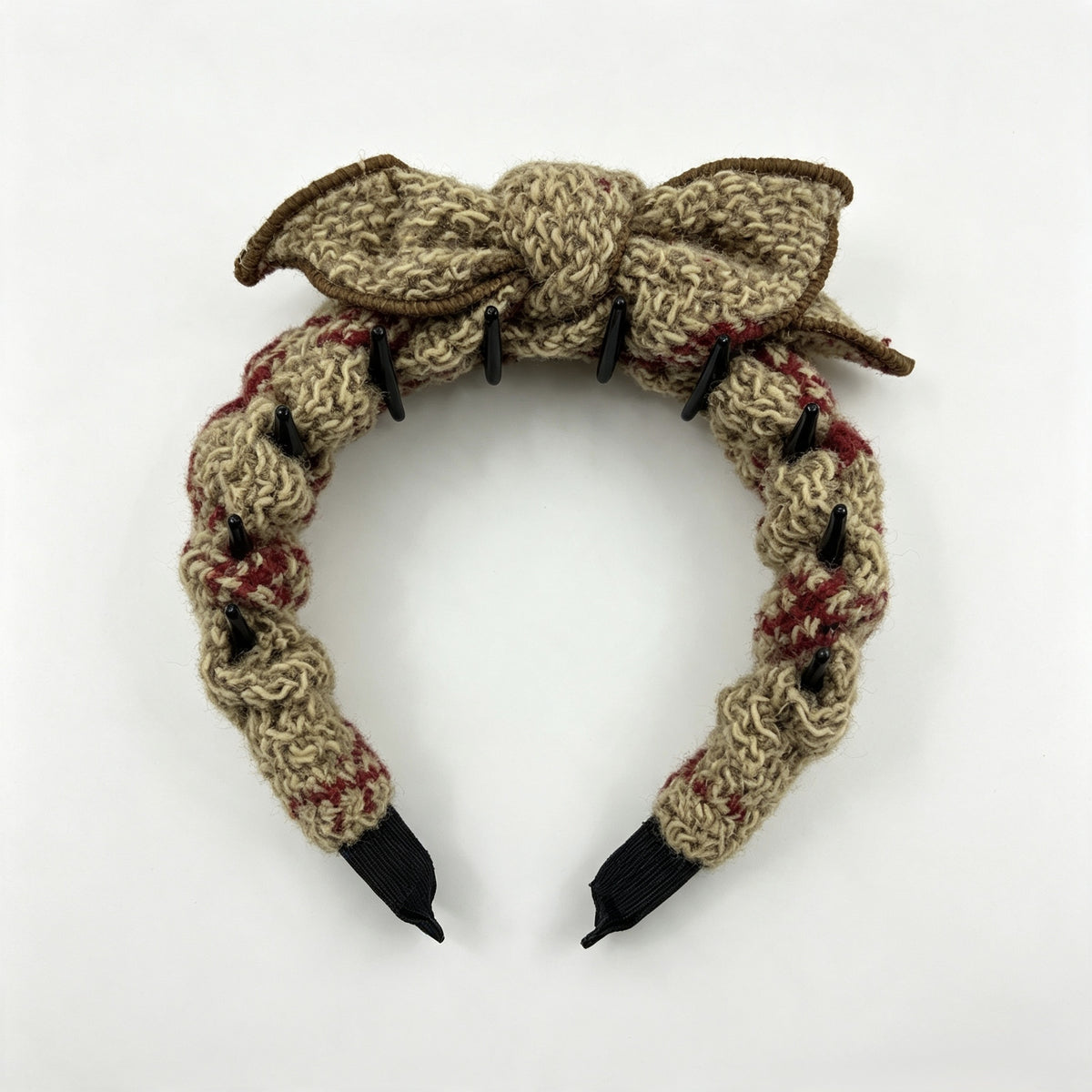 Khaki Knitted Bow Non-Slip Headband