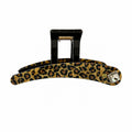 Leopard Print Square Rhinestone Acetate Claw Clip