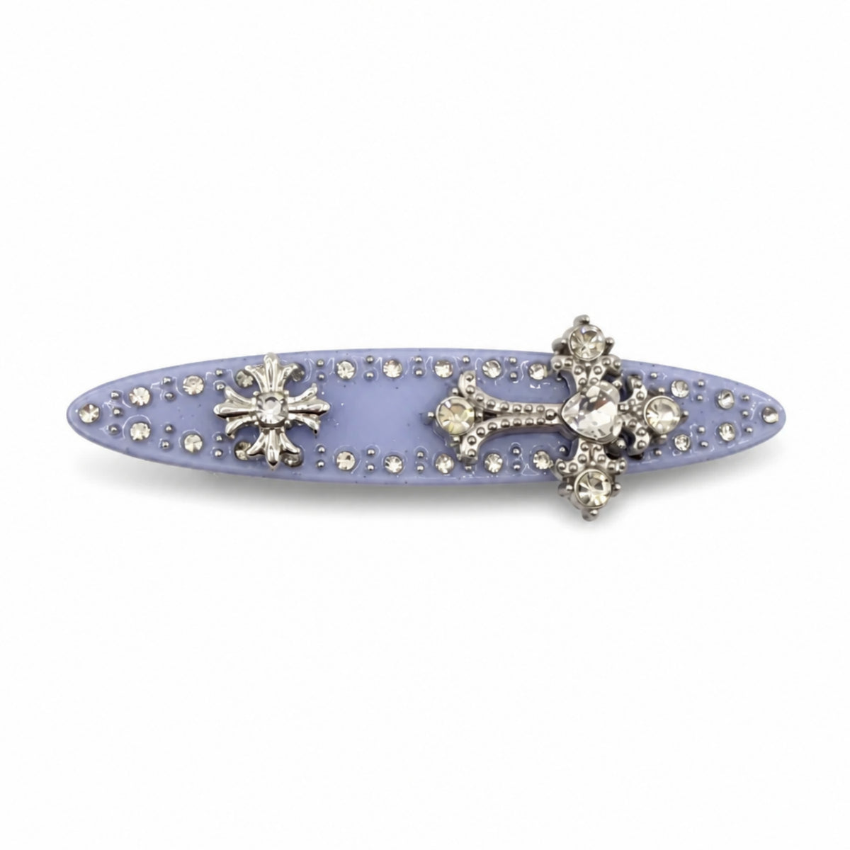 Light Blue Y2K Cross & Flower Rhinestone Alligator Hair Clip