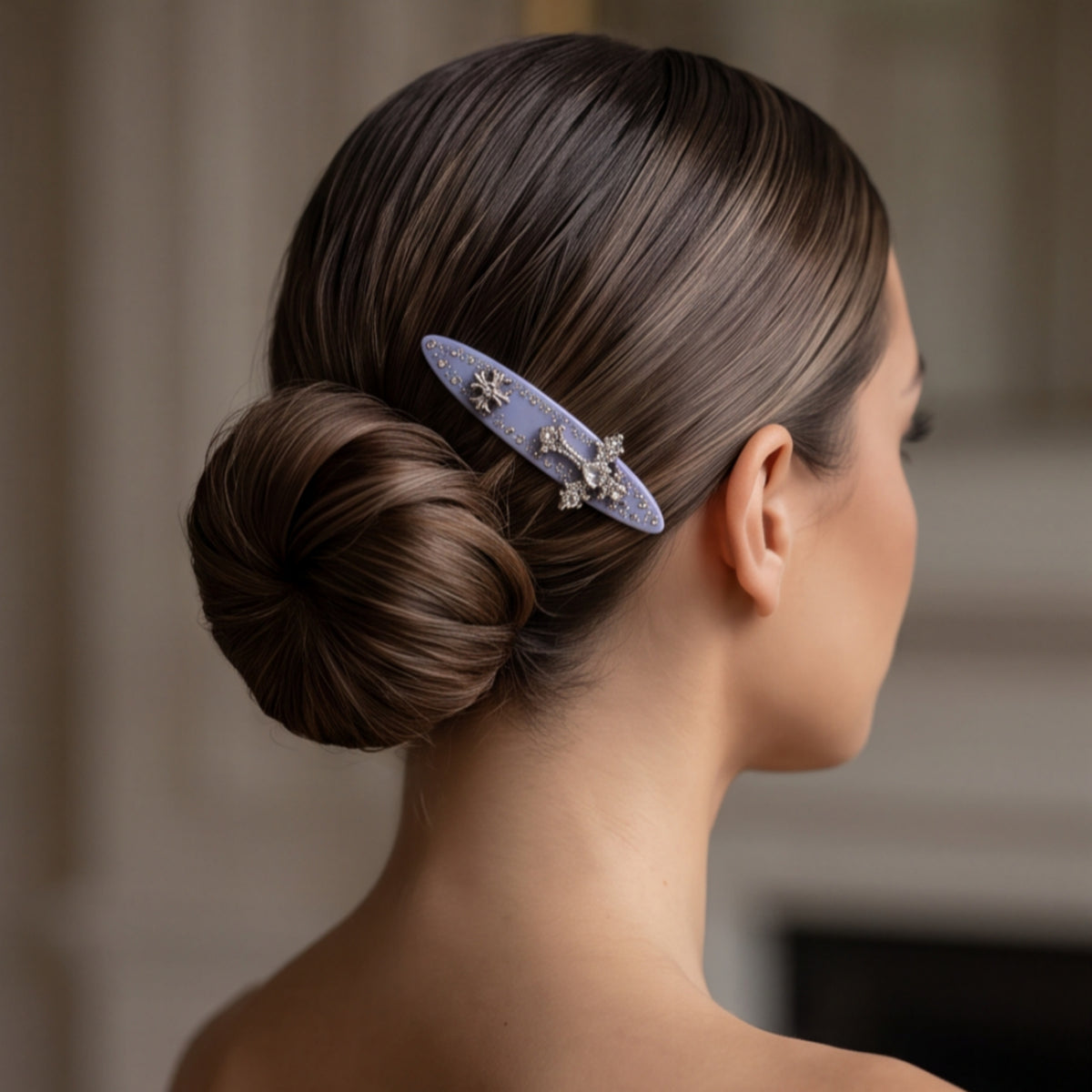 Light Blue Y2K Cross & Flower Rhinestone Alligator Hair Clip