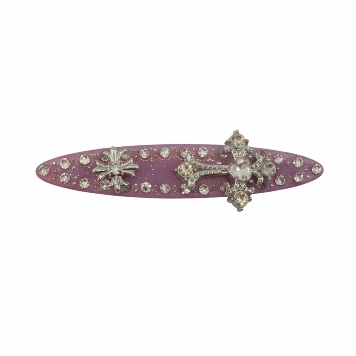 Light Pink Y2K Cross & Flower Rhinestone Alligator Hair Clip
