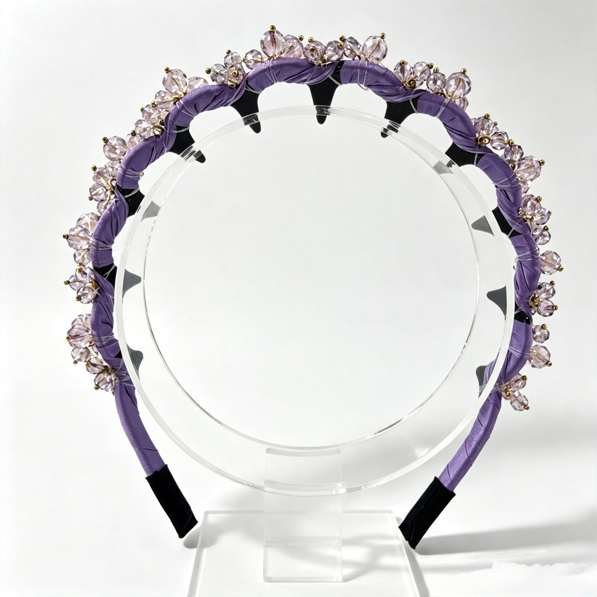 Light Violet Satin Crystal Non-Slip Headband