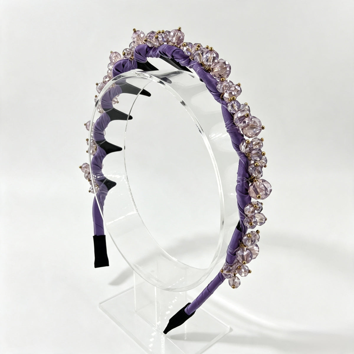 Light Violet Satin Crystal Non-Slip Headband