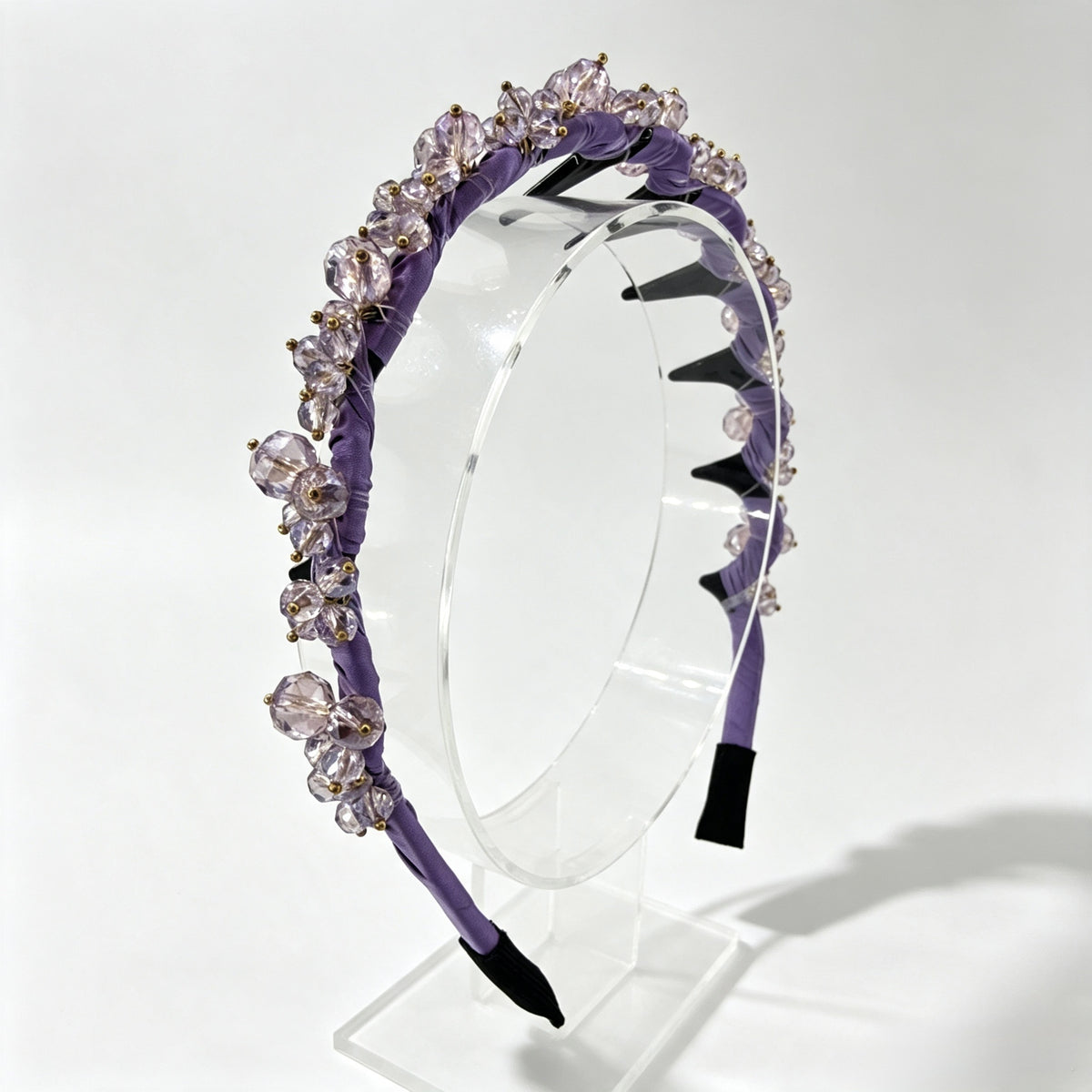 Light Violet Satin Crystal Non-Slip Headband
