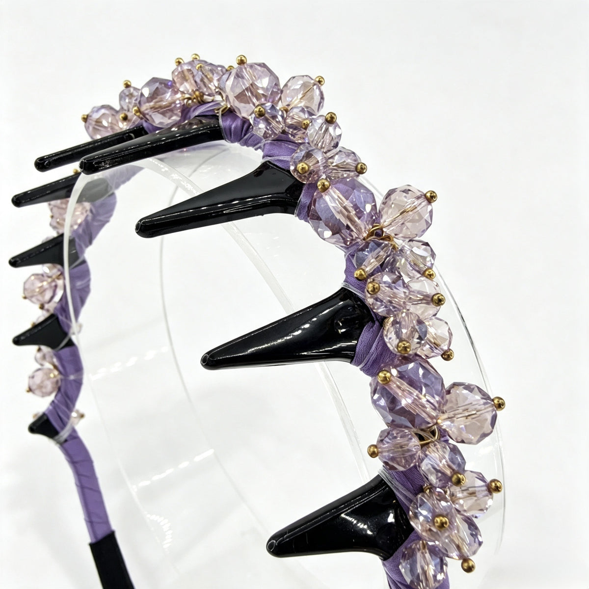 Light Violet Satin Crystal Non-Slip Headband