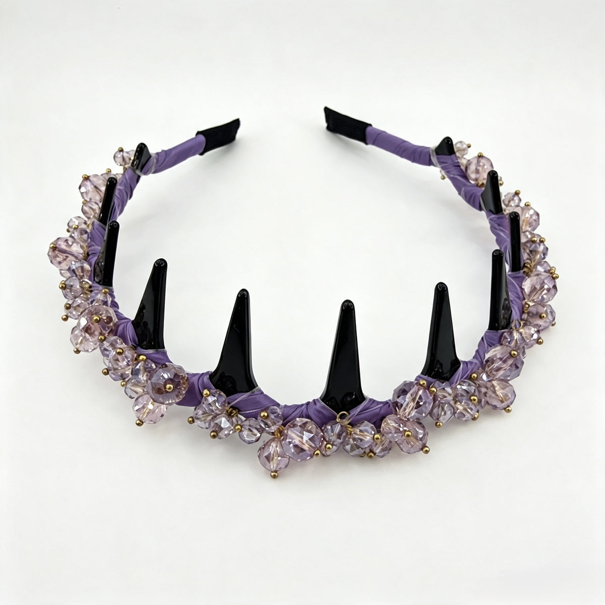 Light Violet Satin Crystal Non-Slip Headband