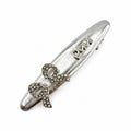 Matte Silver Pearl Bow Alligator Hair Clip