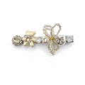 Milky White Teddy Bear Beaded Bow Alligator Hair Clip