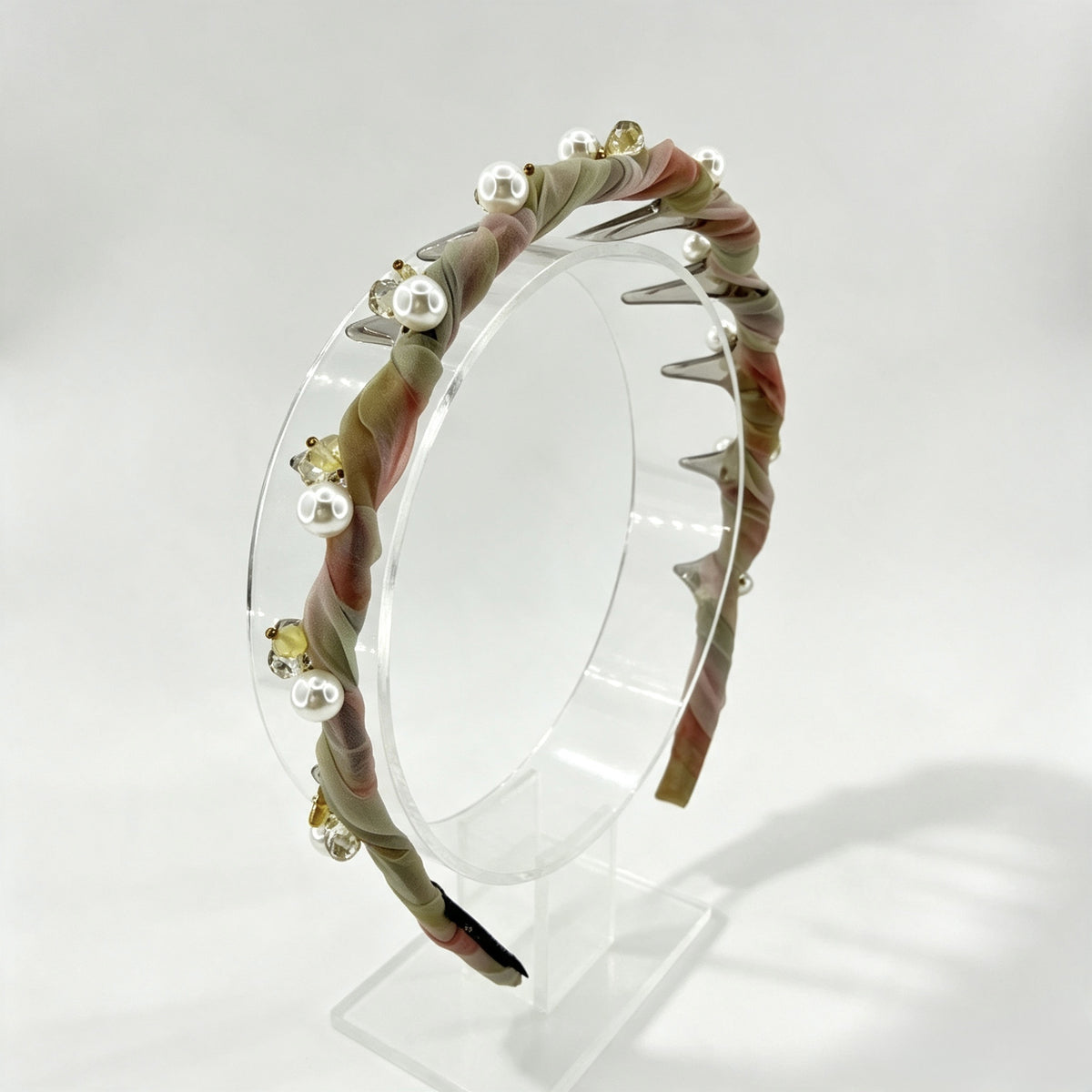 Morandi Tulle Pearl Crystal Non-Slip Headband