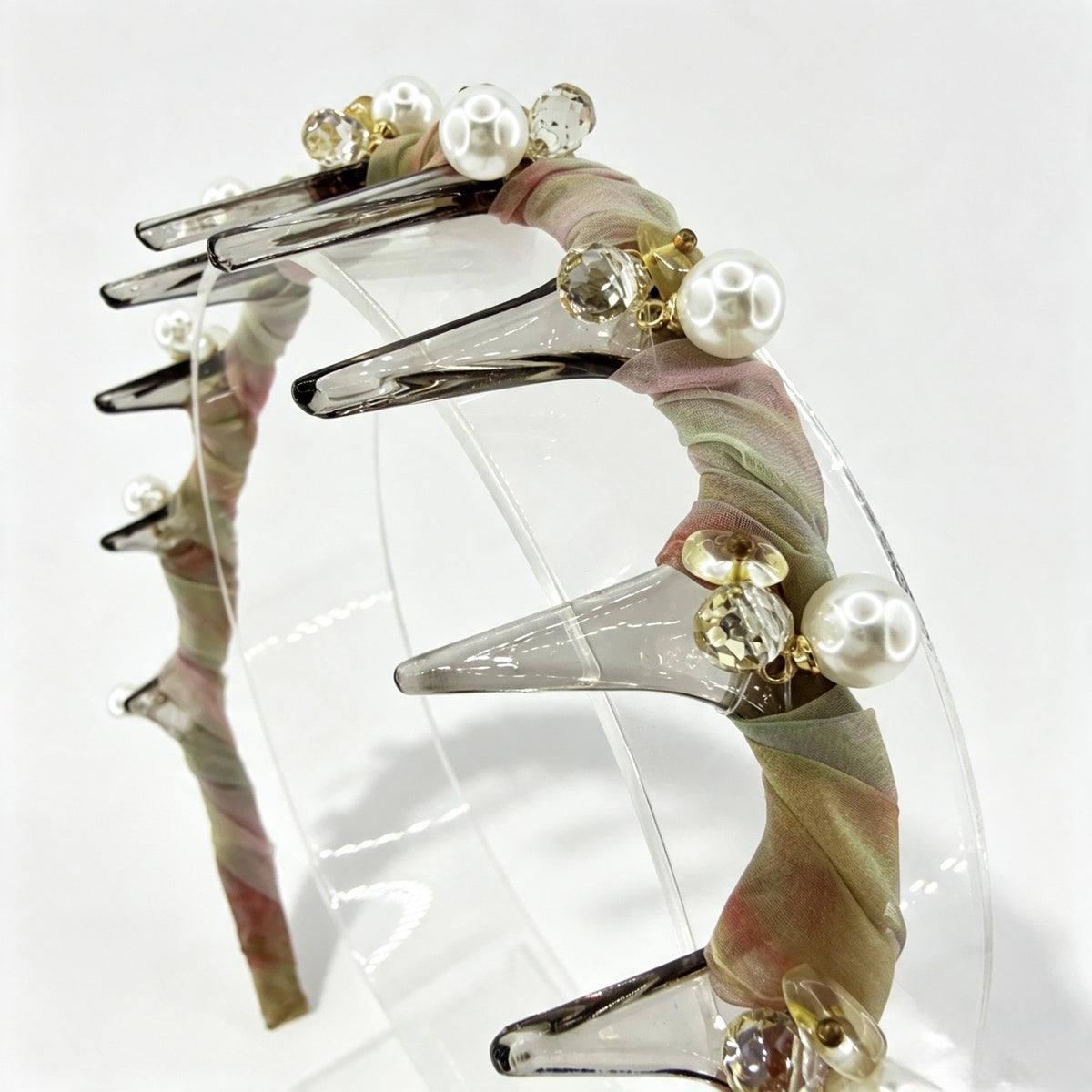 Morandi Tulle Pearl Crystal Non-Slip Headband