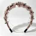 Nude Pink Pleated Crystal Non-Slip Headband