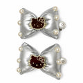 Pearl Bow Cat Alligator Hair Clips - Set of 2