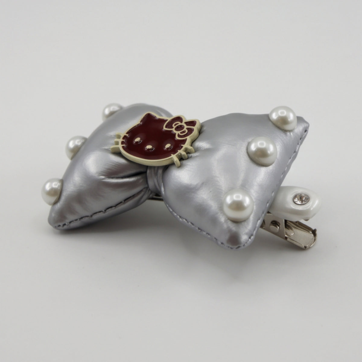 Pearl Bow Cat Alligator Hair Clips - Set of 2
