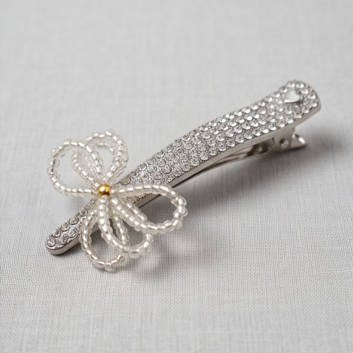 Pearl Butterfly Bow Rhinestone Alligator Hair Clip
