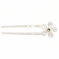 Pearl White Floral Double-Prong Acetate Hair Fork