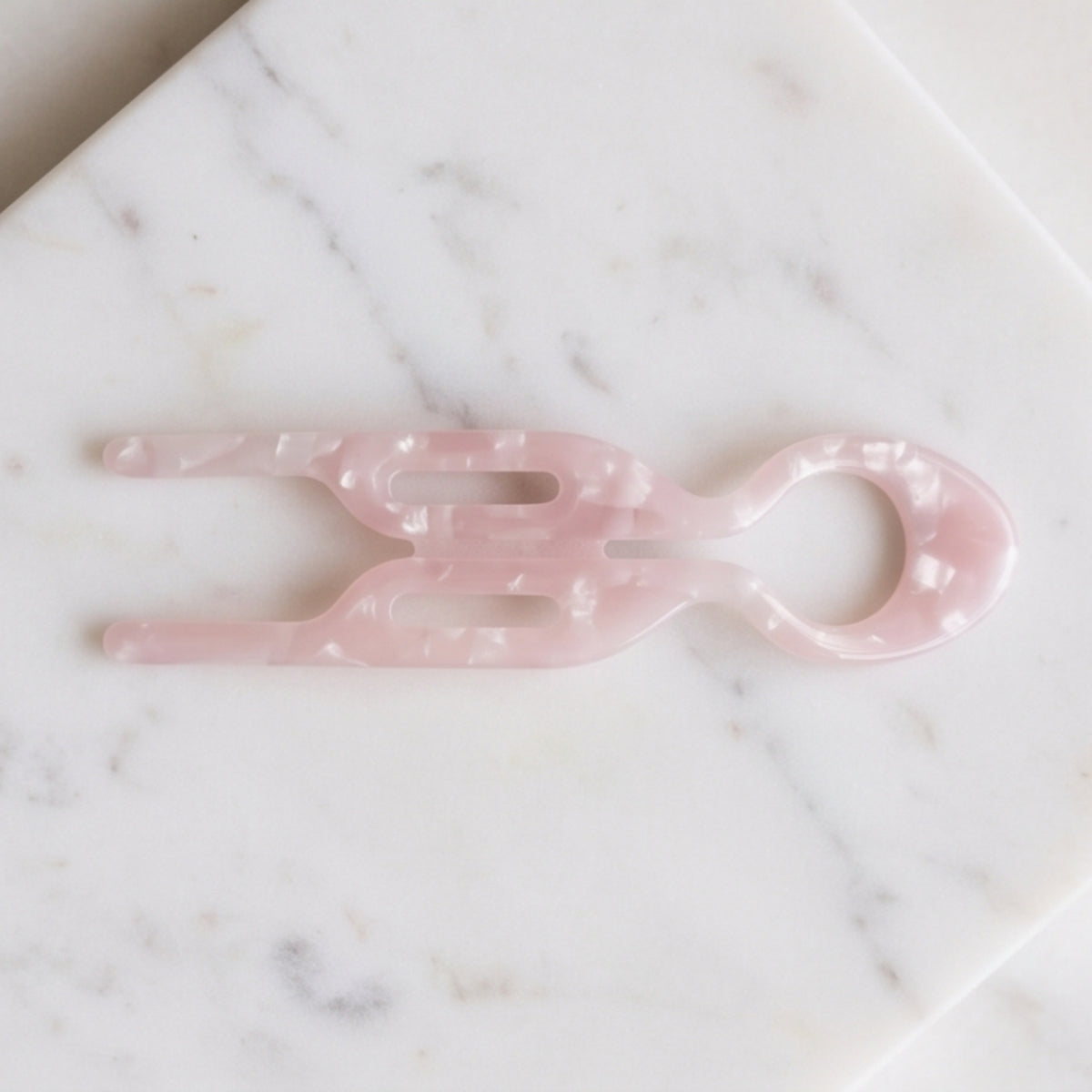 Pearl White Ring Double-Prong Acetate Hair Fork