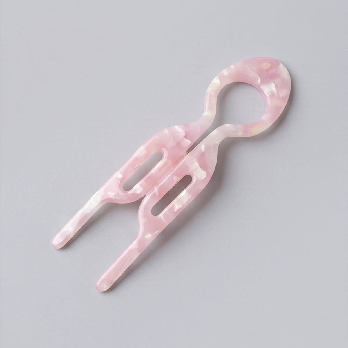 Pearl White Ring Double-Prong Acetate Hair Fork