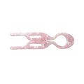 A single hair claw clip with a light pink and white marbled tortoiseshell pattern, photographed on a solid light gray background.